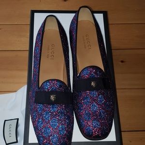 Metallic Jacquard Gucci loafers